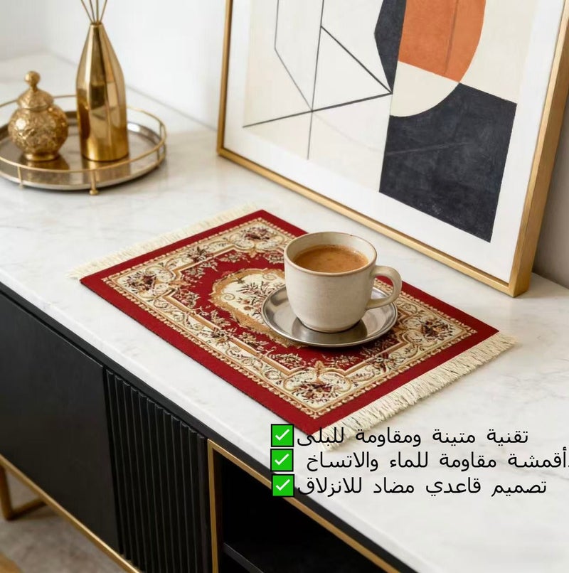 Field Coffee Mat &mouse mat  Coffee Cup Mat Coffee Mug MatTable Mat Mouse Pad Rubber Rectangle 27x18x0.5 cm Red - Image 4